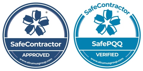 Two logos showing that Barrow are a safe contractor. These ratings show that the alcumusgroup has approved and verified Barrow.