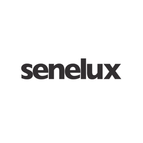 Senelux Logo. Bold black text in the centre, with a neutral background.